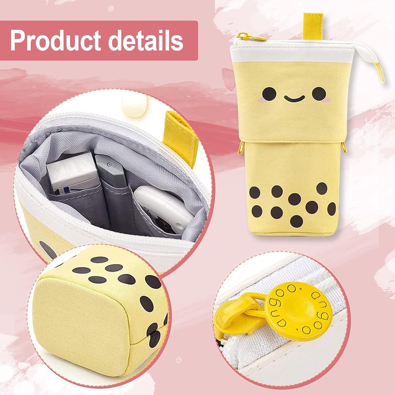 woobles Cute Pencil Case Sliding Unique Telescopic Pencil Bag Milk Tea Shape Retractable Storage Bag Cosmetic Bag 1PC - Image 3